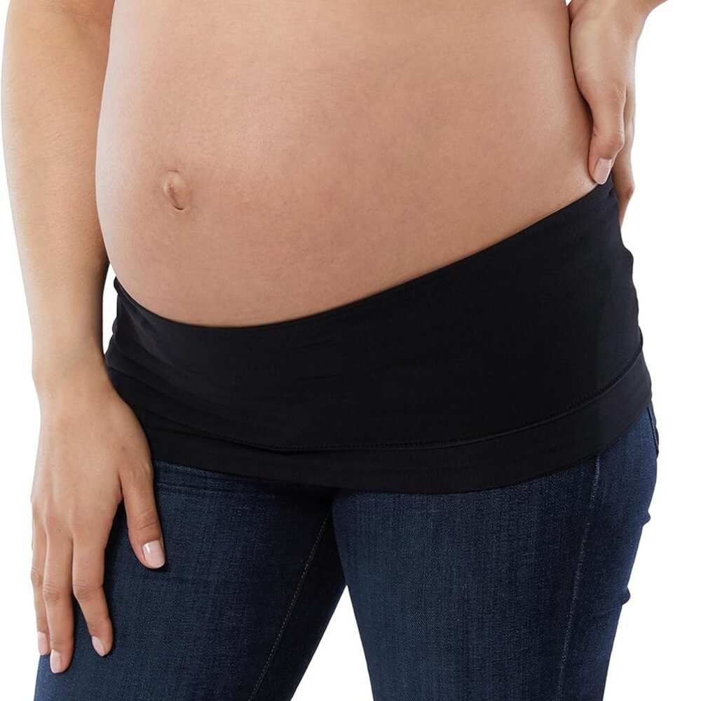 Ingrid & Isabel – Basics Bellaband Maternity Belly Band (Black, Size Small)